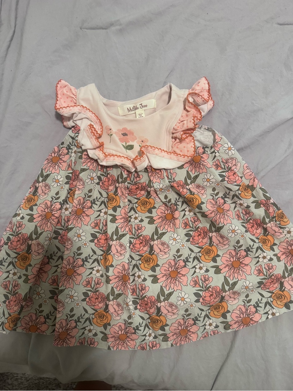 Matilda Jane Pink & Mustard Floral Ruffle Dress
